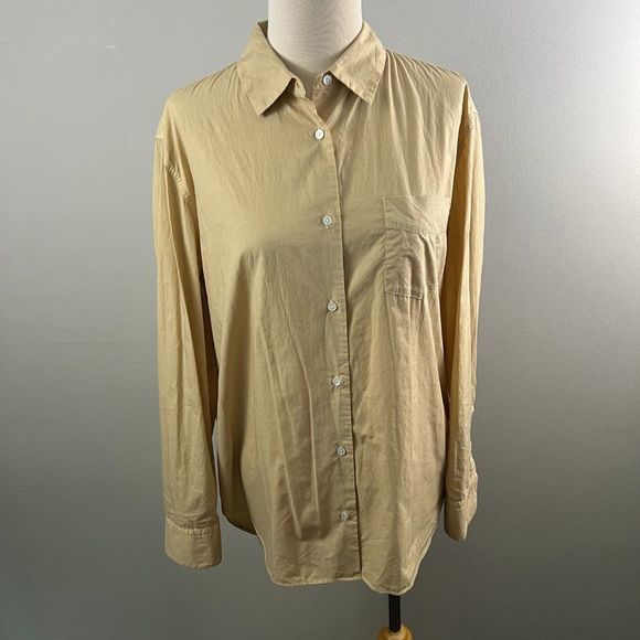 NWOT NILI LOTAN Kristen Button-Up Shirt‎ in Sand (S) - Picture 5 of 13